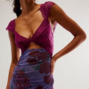 Free People Suddenly Fine Maxi Slip M Ocean Combo